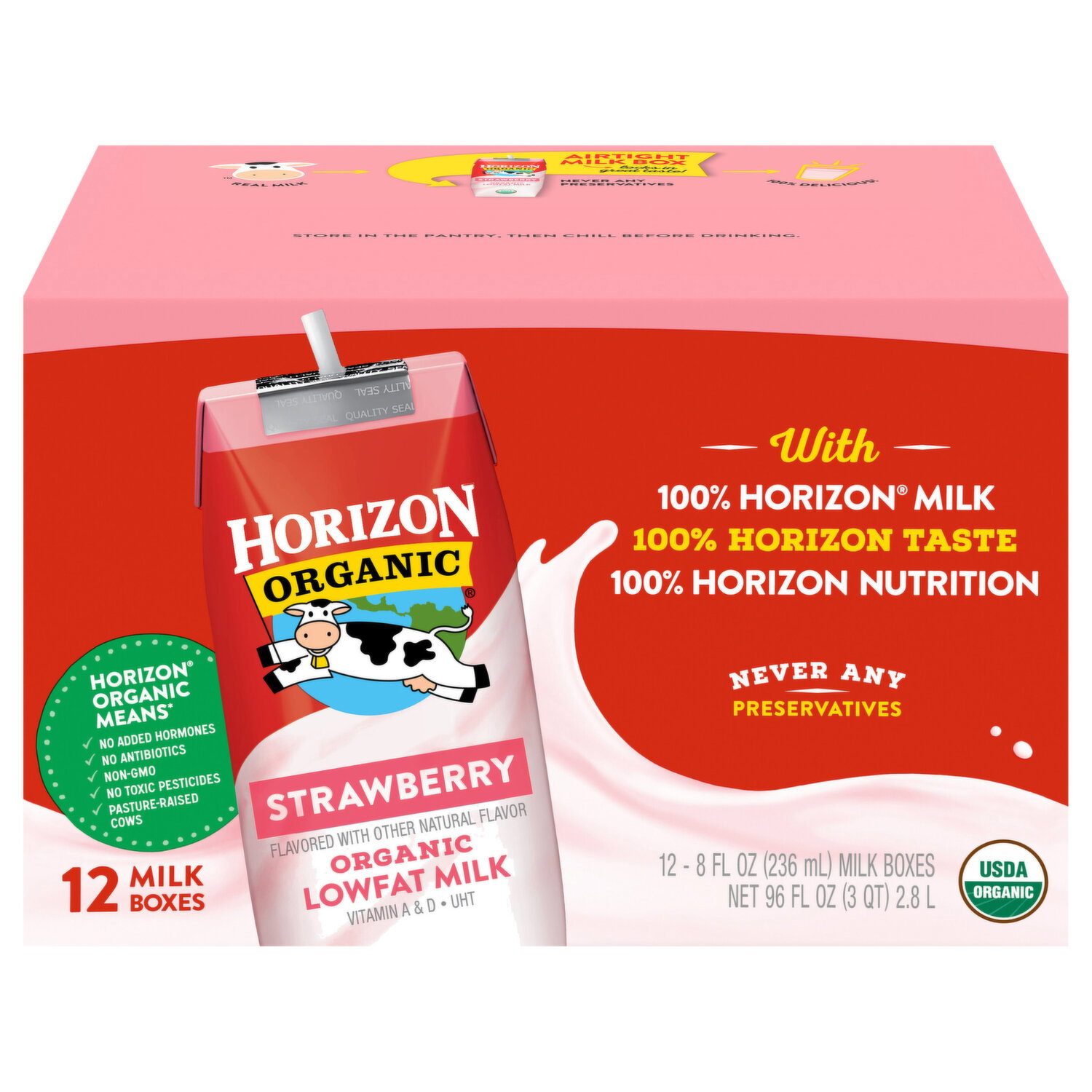 Horizon Organic Milk, Strawberry, Lowfat, Organic - Smart & Final