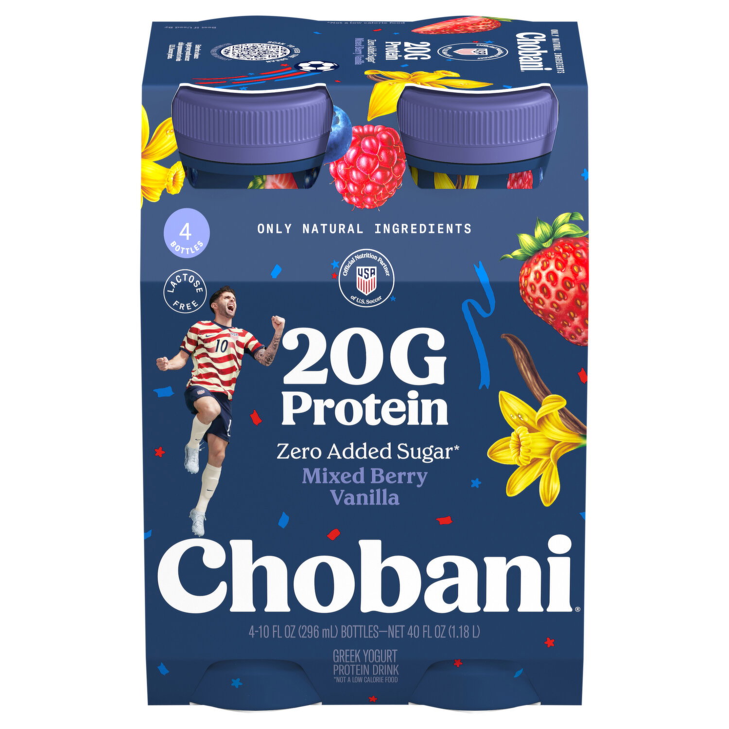 Chobani Zero Added Sugar Mixed Berry Vanilla Greek Yogurt Protein