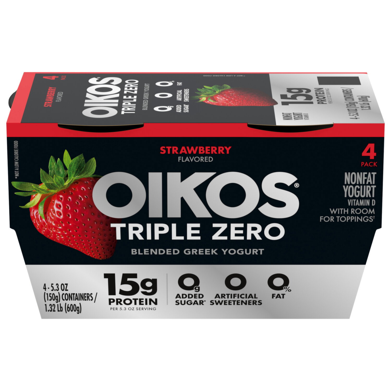 Oikos Triple Zero Mixed Berry High Protein Nonfat Greek Yogurt