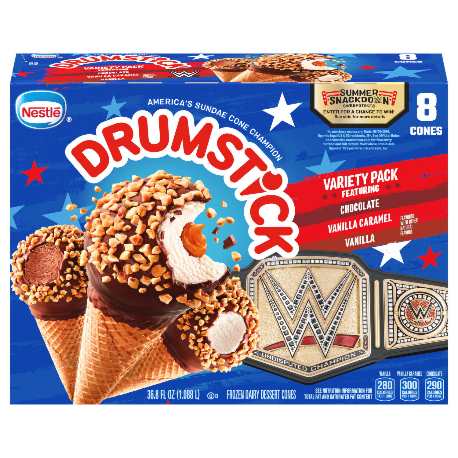 Drumstick Chocolate/Vanilla Caramel/Vanilla Frozen Dairy Dessert