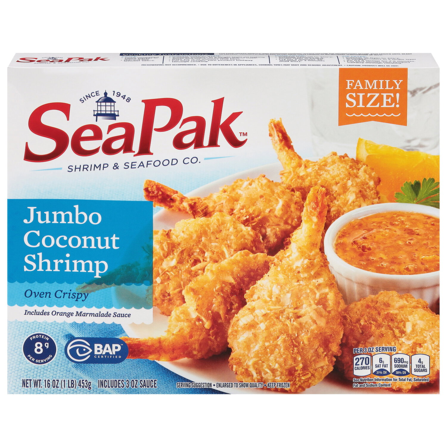 SeaPak Shrimp, Includes Orange Marmalade Sauce, Coconut, Jumbo