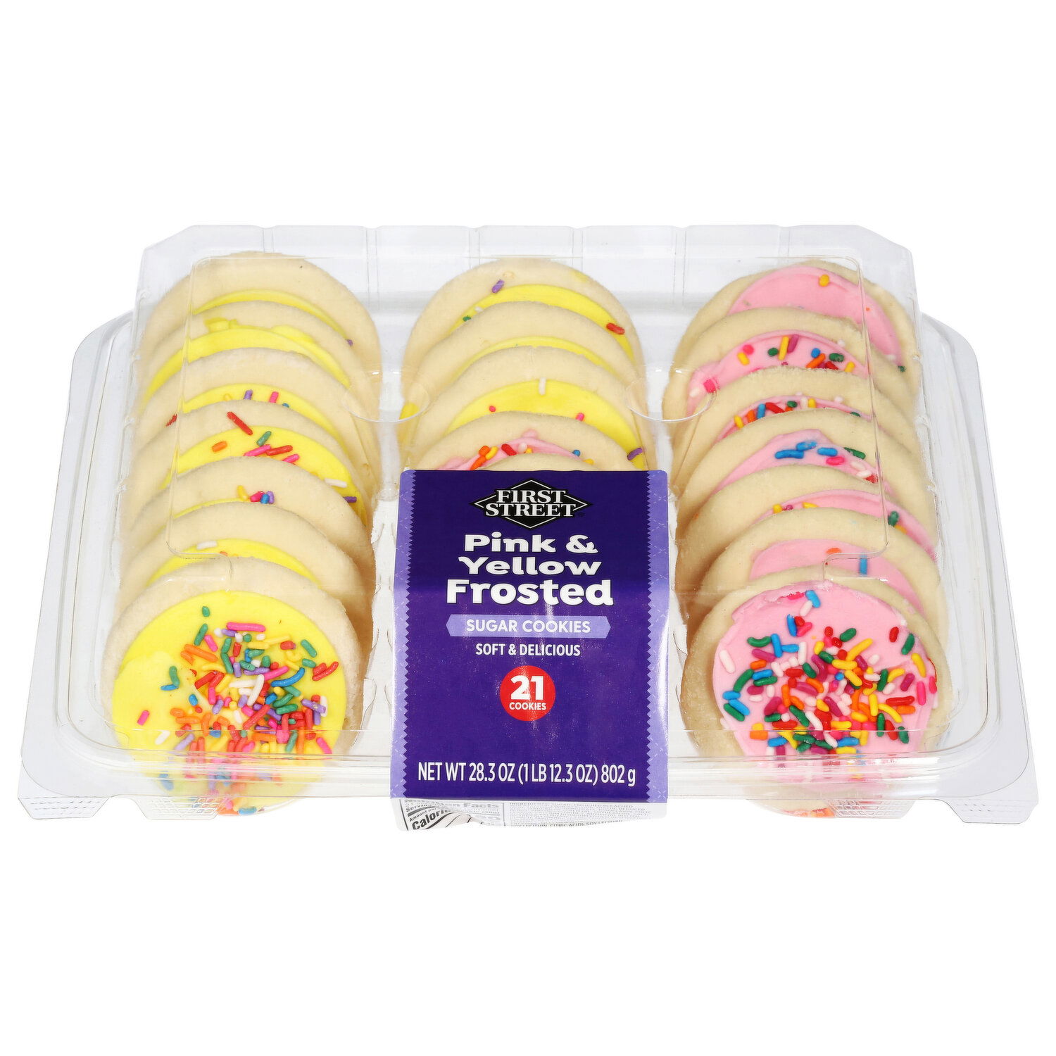 First Street Sugar Cookies, Pink & Yellow Frosted - Smart First Street Sugar Cookies, Pink & Yellow Frosted - Smart