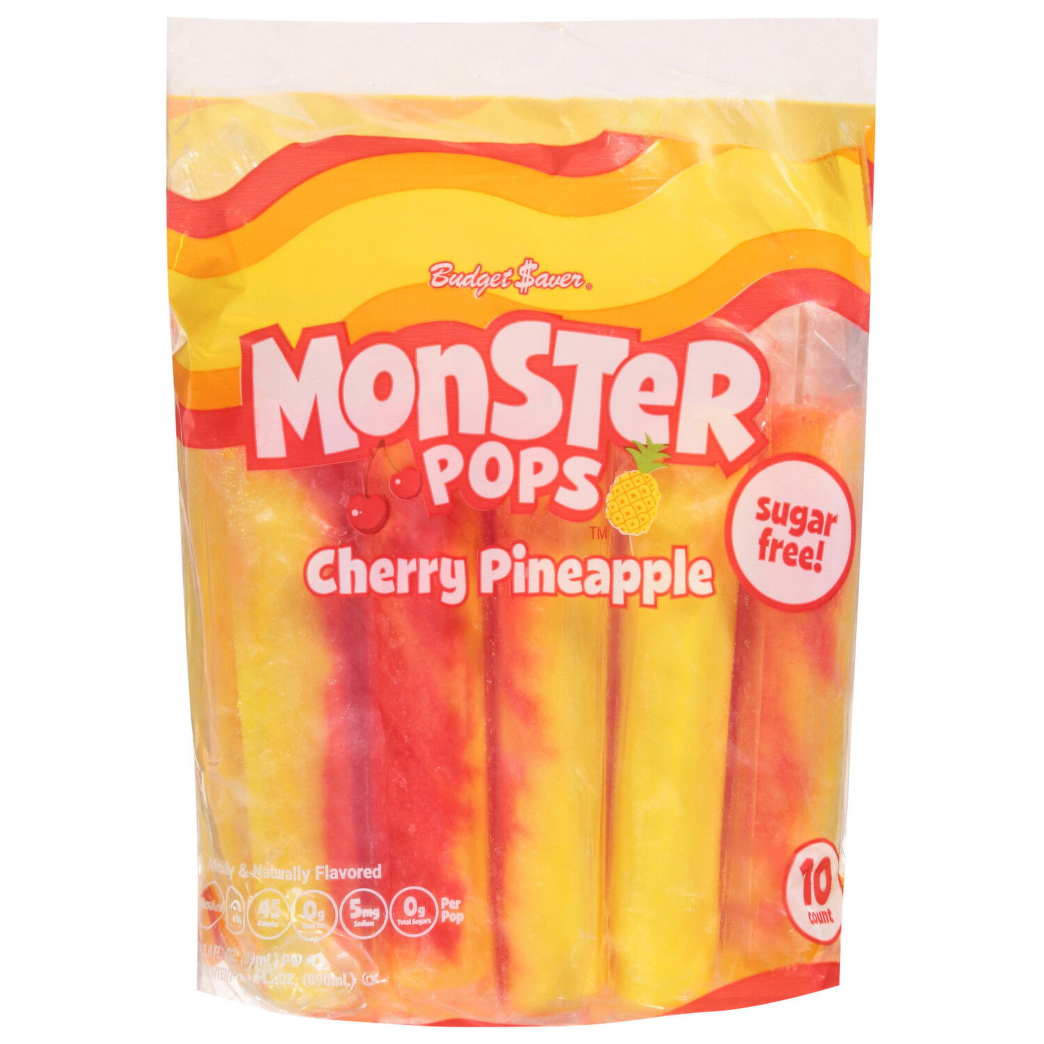 Budget Saver Monster Pops, Cherry Pineapple - Smart & Final