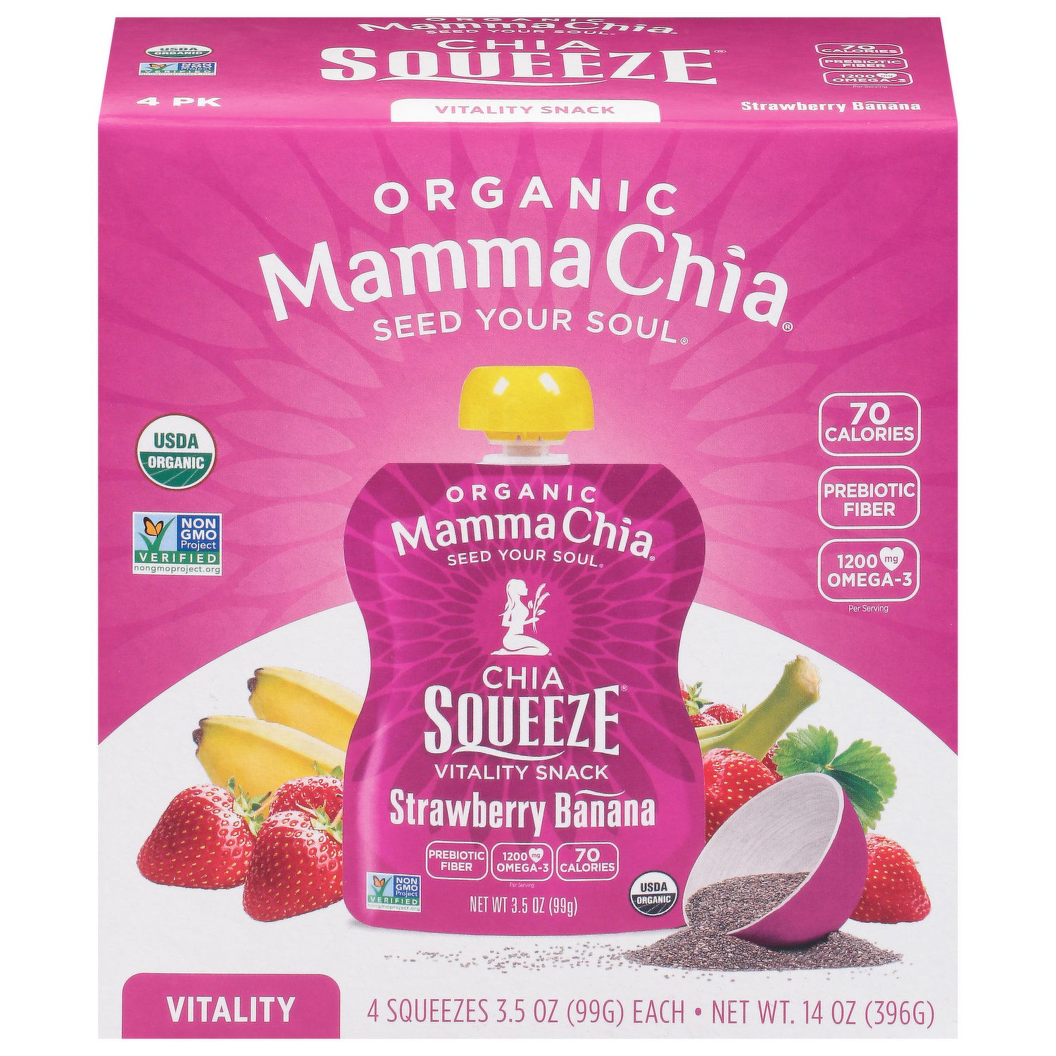 Mama Chia Vitality Snack, Organic, Strawberry Banana - Smart Mama Chia Vitality Snack, Organic, Strawberry Banana - Smart