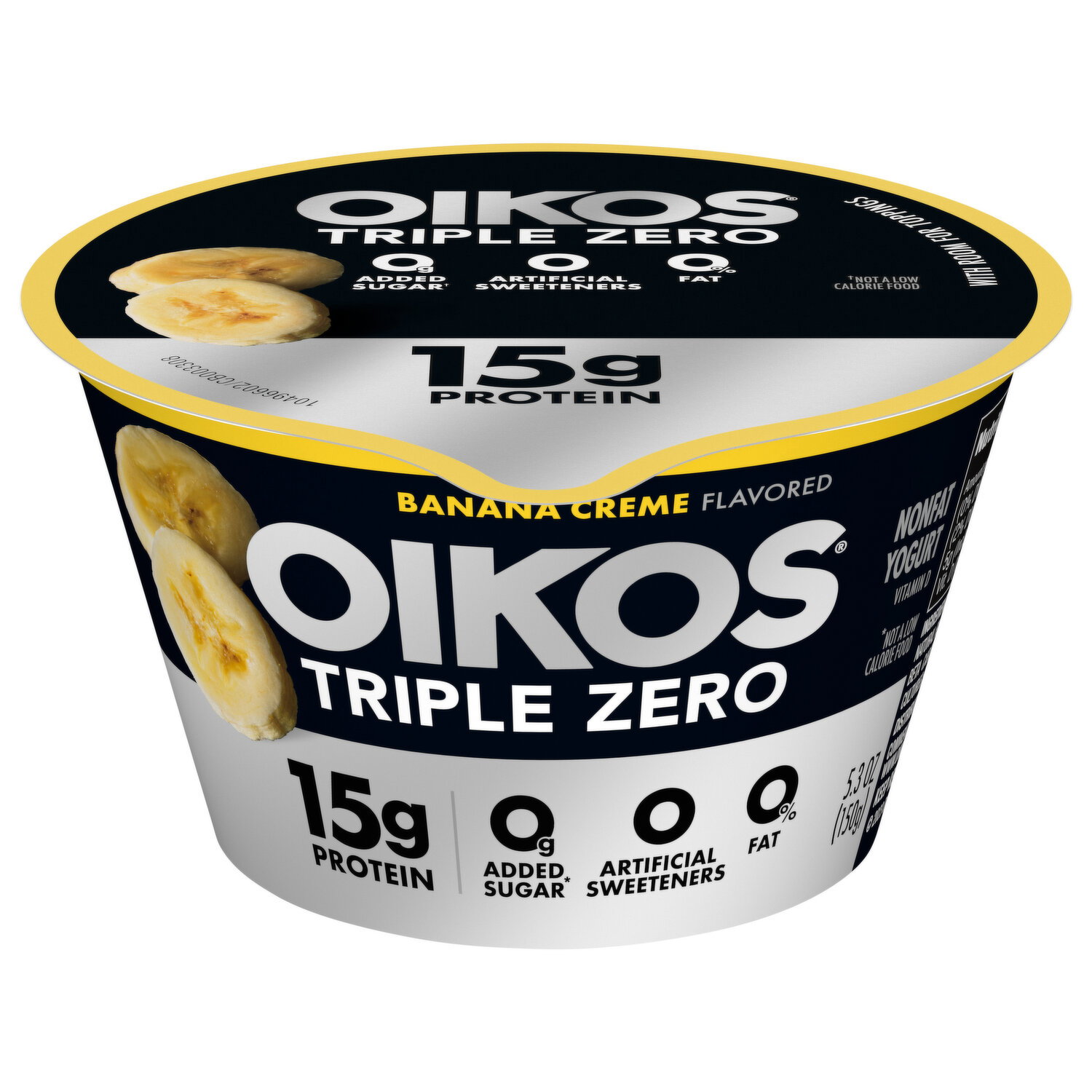 Oikos Triple Zero Banana Creme High Protein Nonfat Greek Yogurt