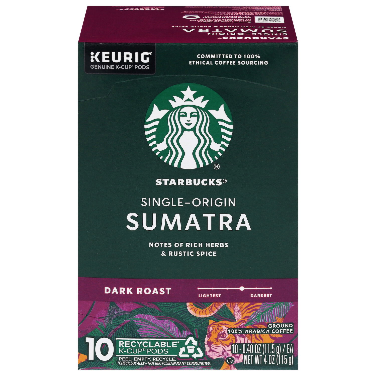 Starbucks K-Cup Pods Ground Single-Origin Dark Roast Sumatra