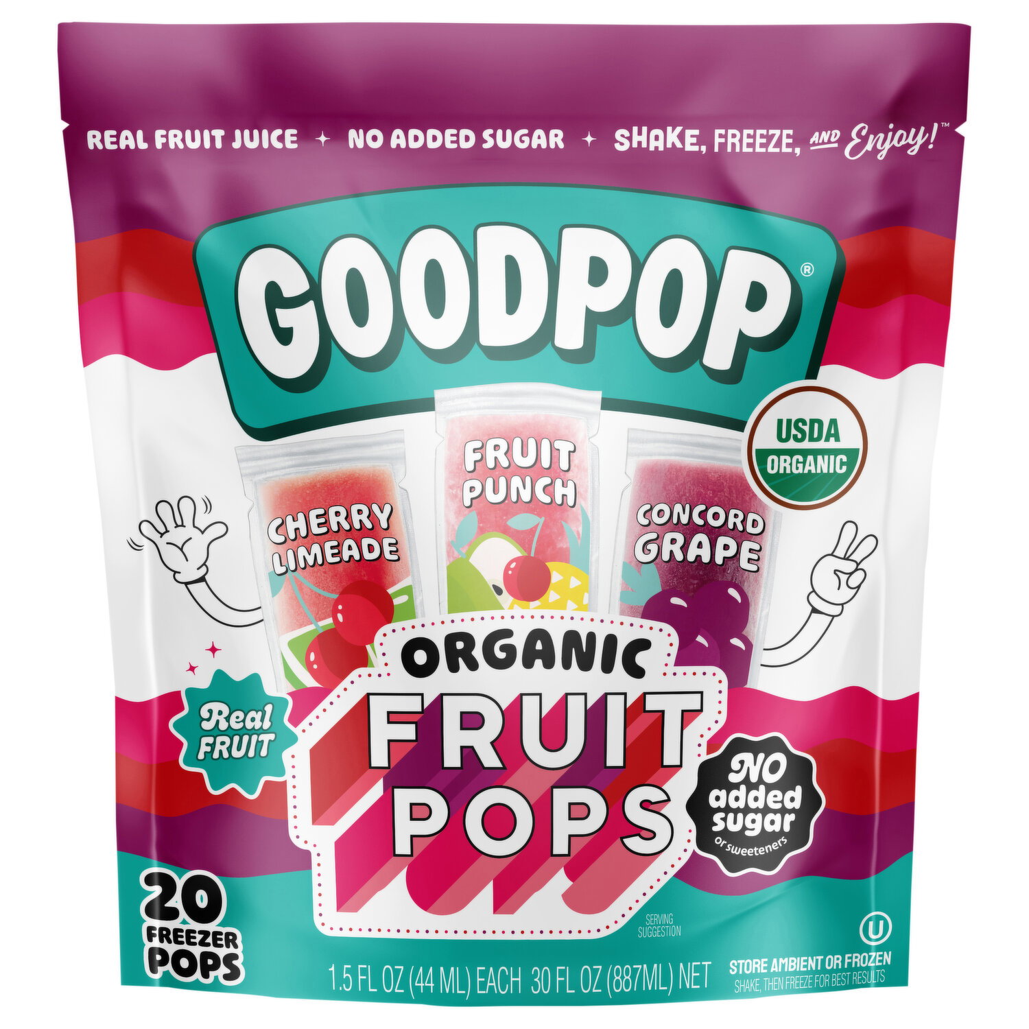 GoodPop Organic Cherry Limeade/Fruit Punch/Concord Grape Fruit