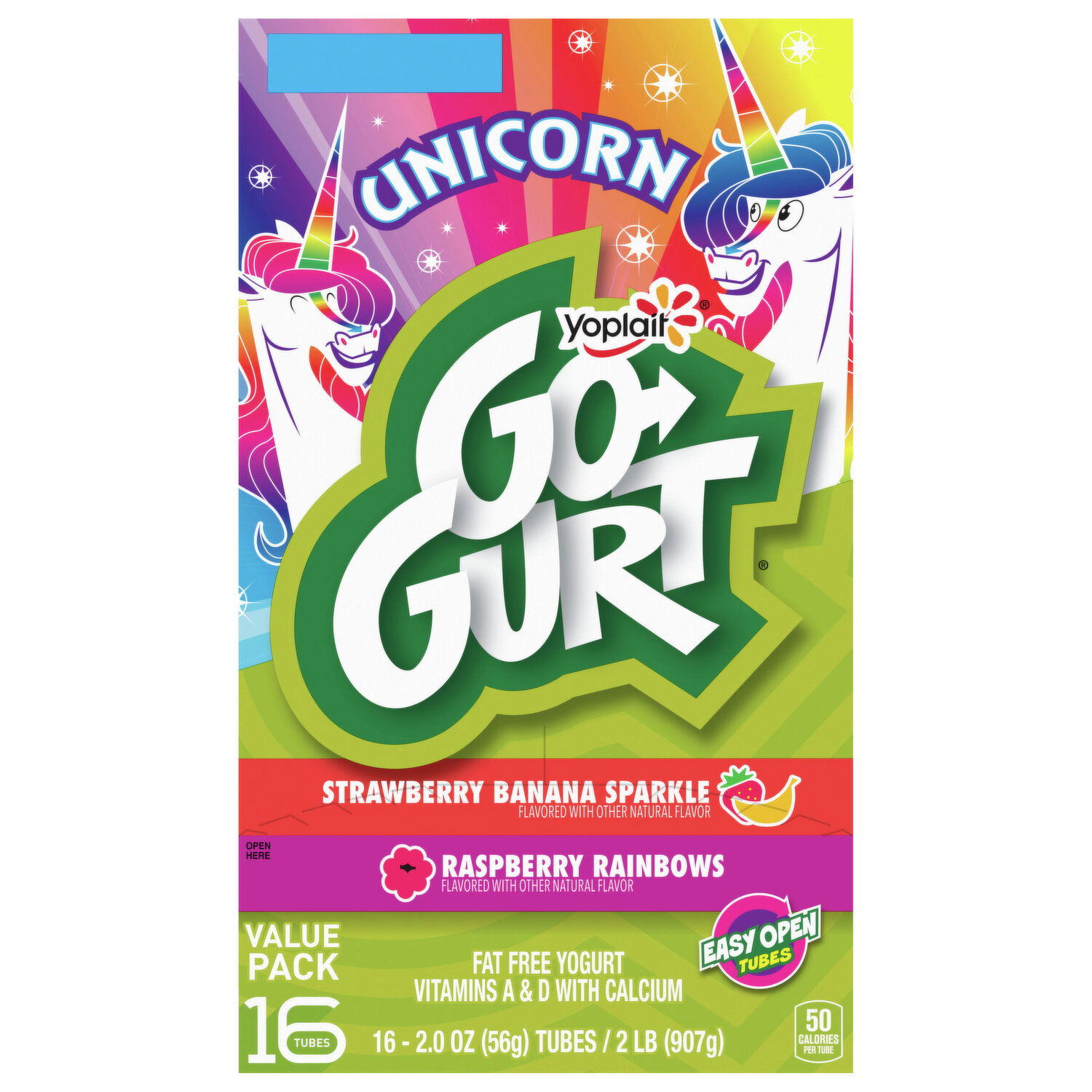 Go-Gurt Yogurt, Fat Free, Raspberry Rainbows/Strawberry