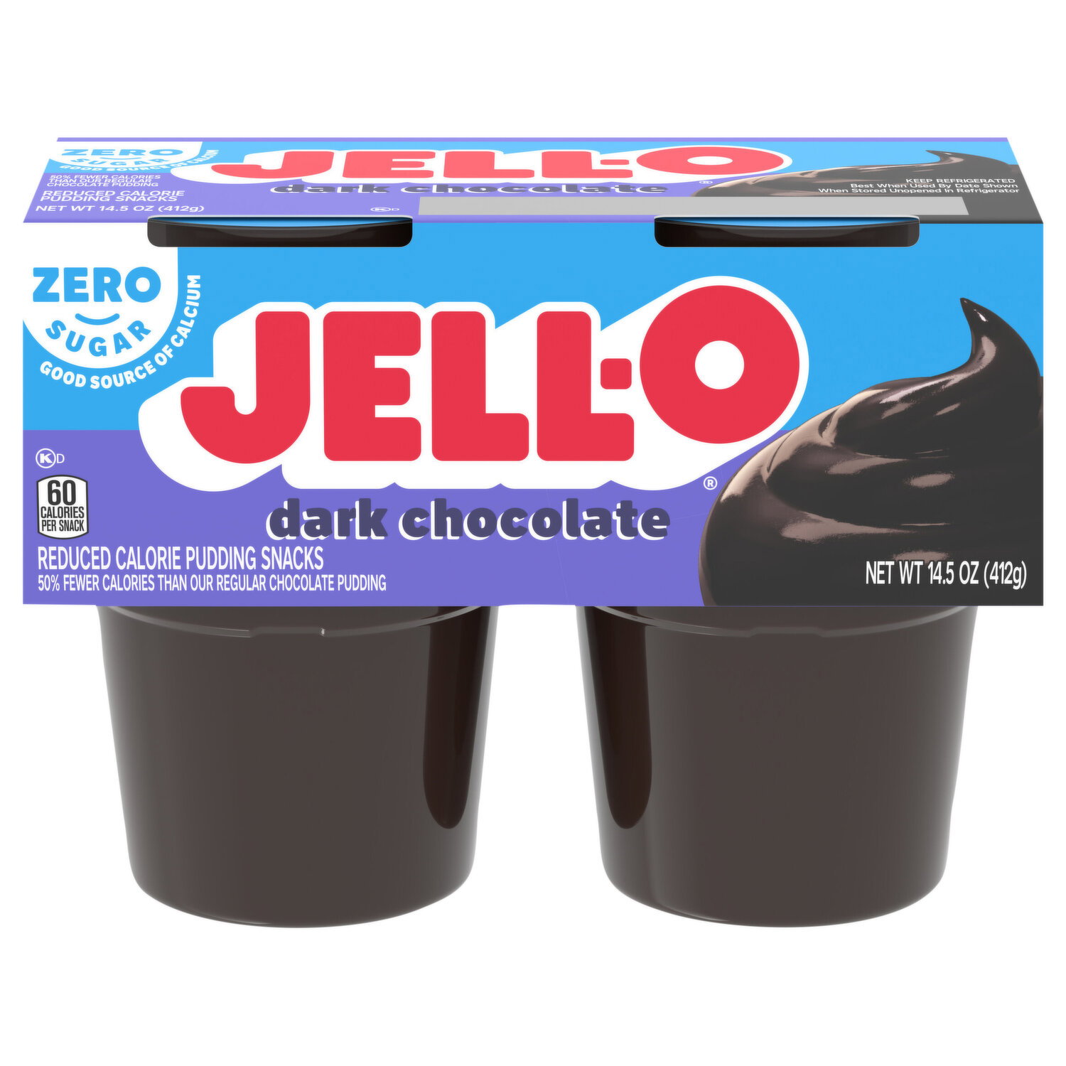 Jell-O Zero Sugar Reduced Calorie Dark Chocolate Pudding Snacks