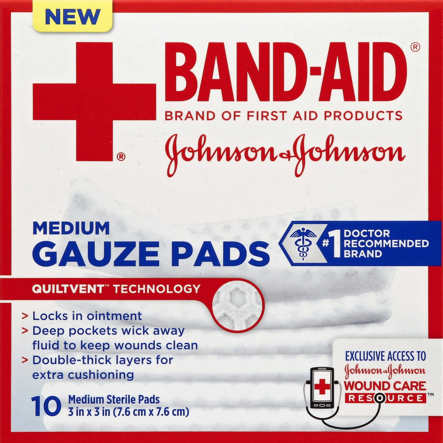 Band-Aid Gauze Pads 3" x 3" 10ct product package