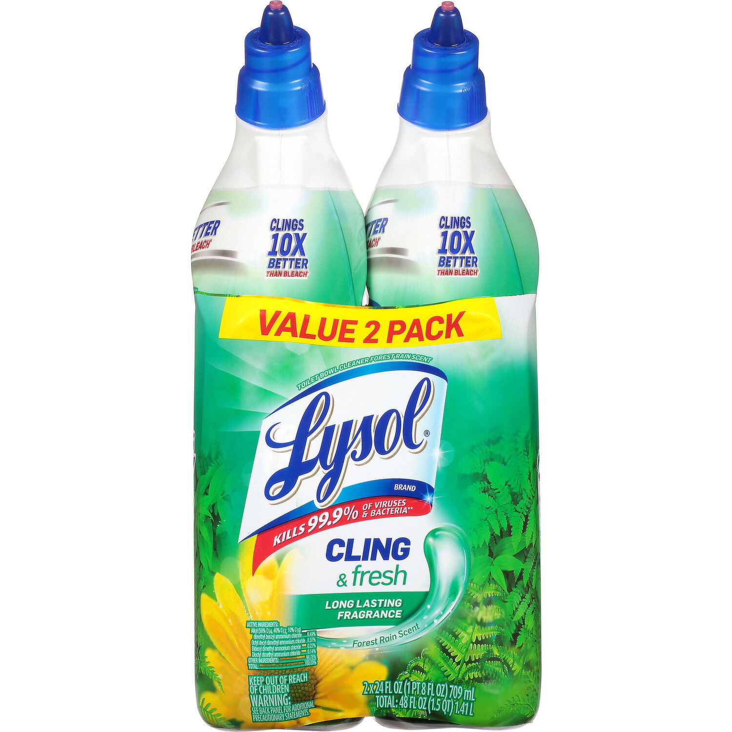 Lysol Clinging Gel, Power, Atlantic Fresh Scent, 2 in 1, Value