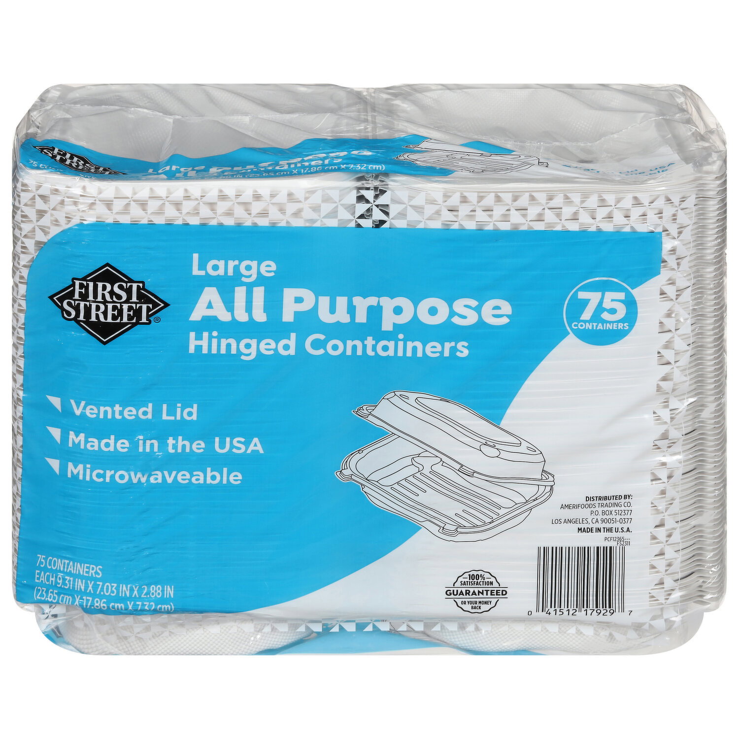 First Street Hinged Containers, All Purpose, Large - Smart & Final