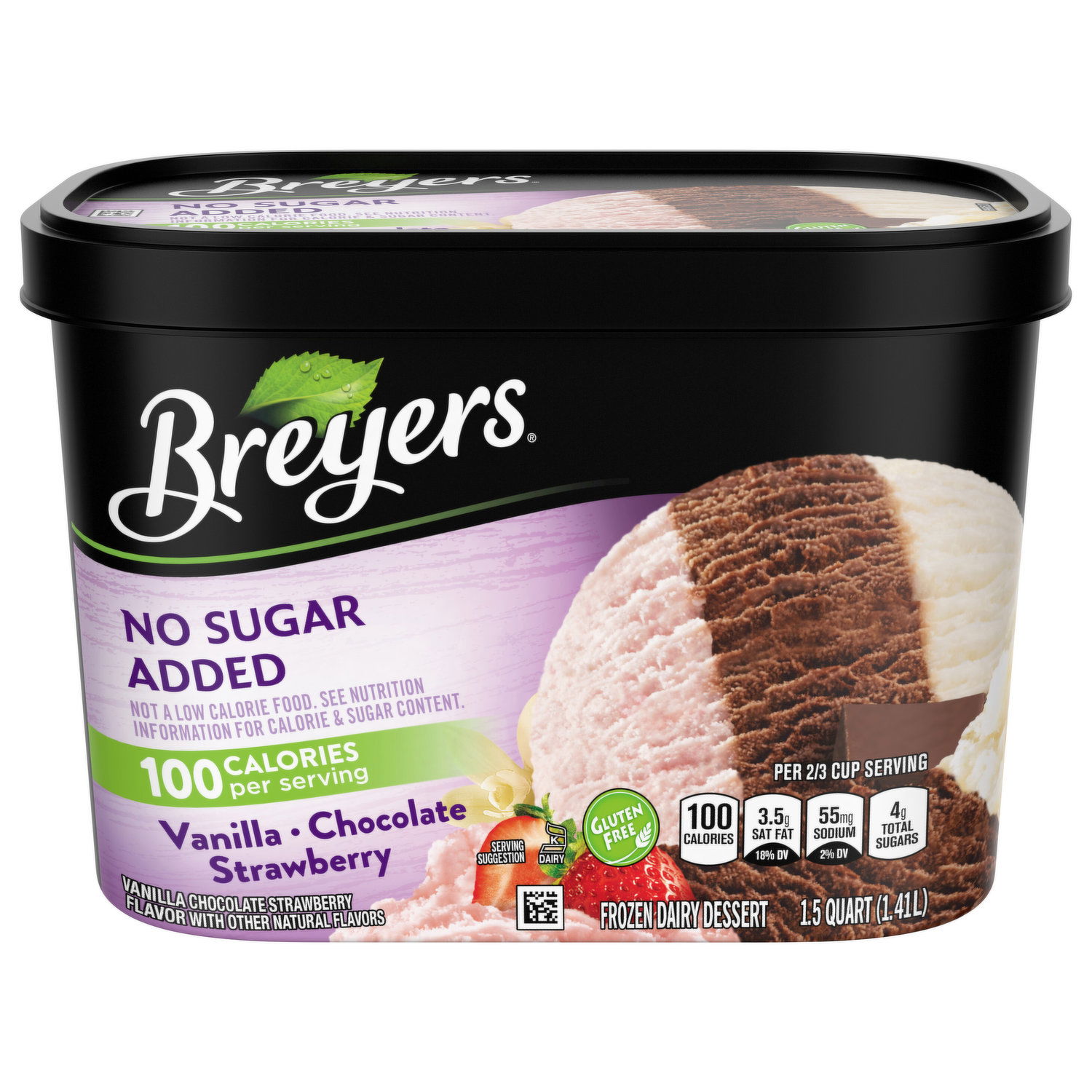 Breyers Frozen Dairy Dessert, No Sugar Added, Vanilla/Chocolate ...