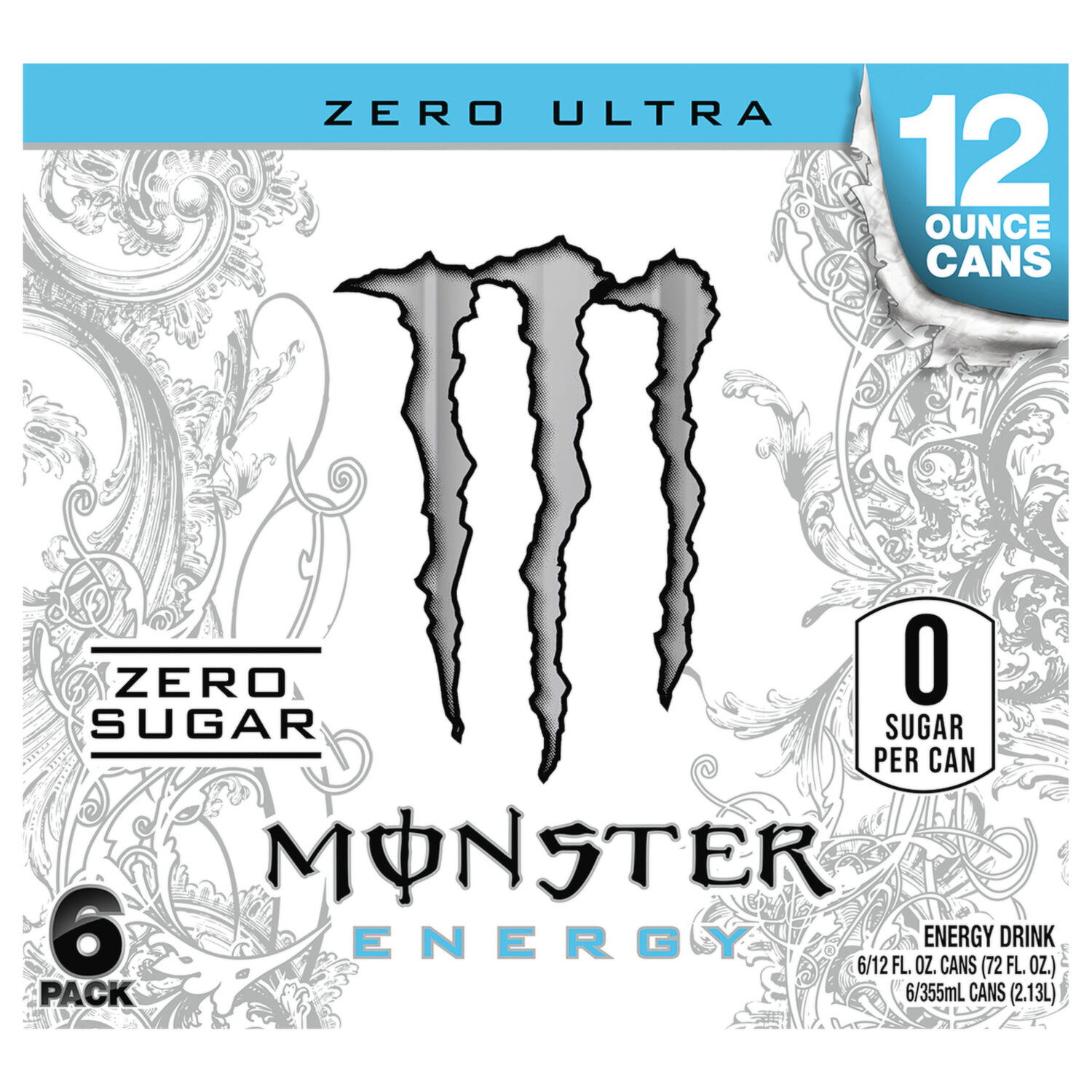 Monster 6 Pack Zero Ultra Zero Sugar Energy Drink - Smart