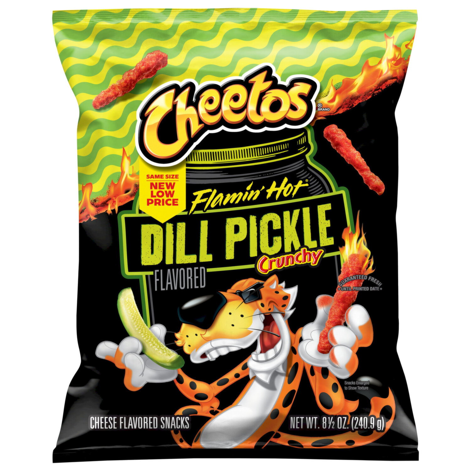 Cheetos Crunchy Flamin' Hot Dill Pickle Flavored Cheese Flavored