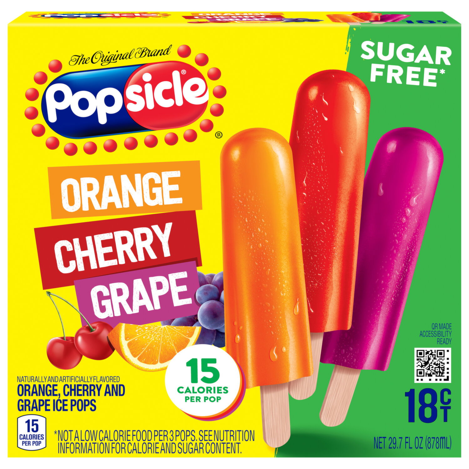 Popsicle Ice Pops, Orange/Cherry/Grape, 18 Pack - Smart & Final