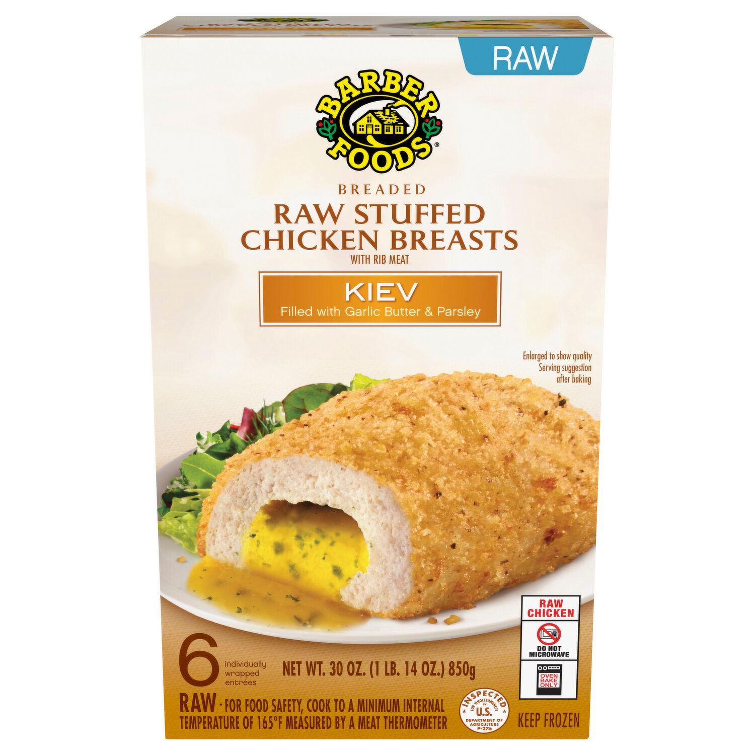 Barber Foods Chicken Breasts, with Rib Meat, Raw Stuffed
