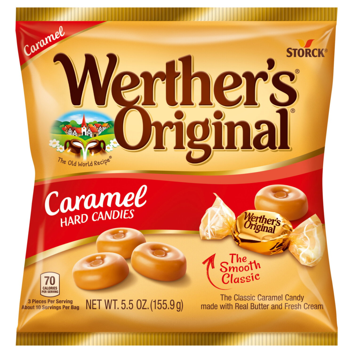 Werther's Soft Caramels 2.22oz Bags Soft Chews Pink Label Chewy Candie Lot Of 3