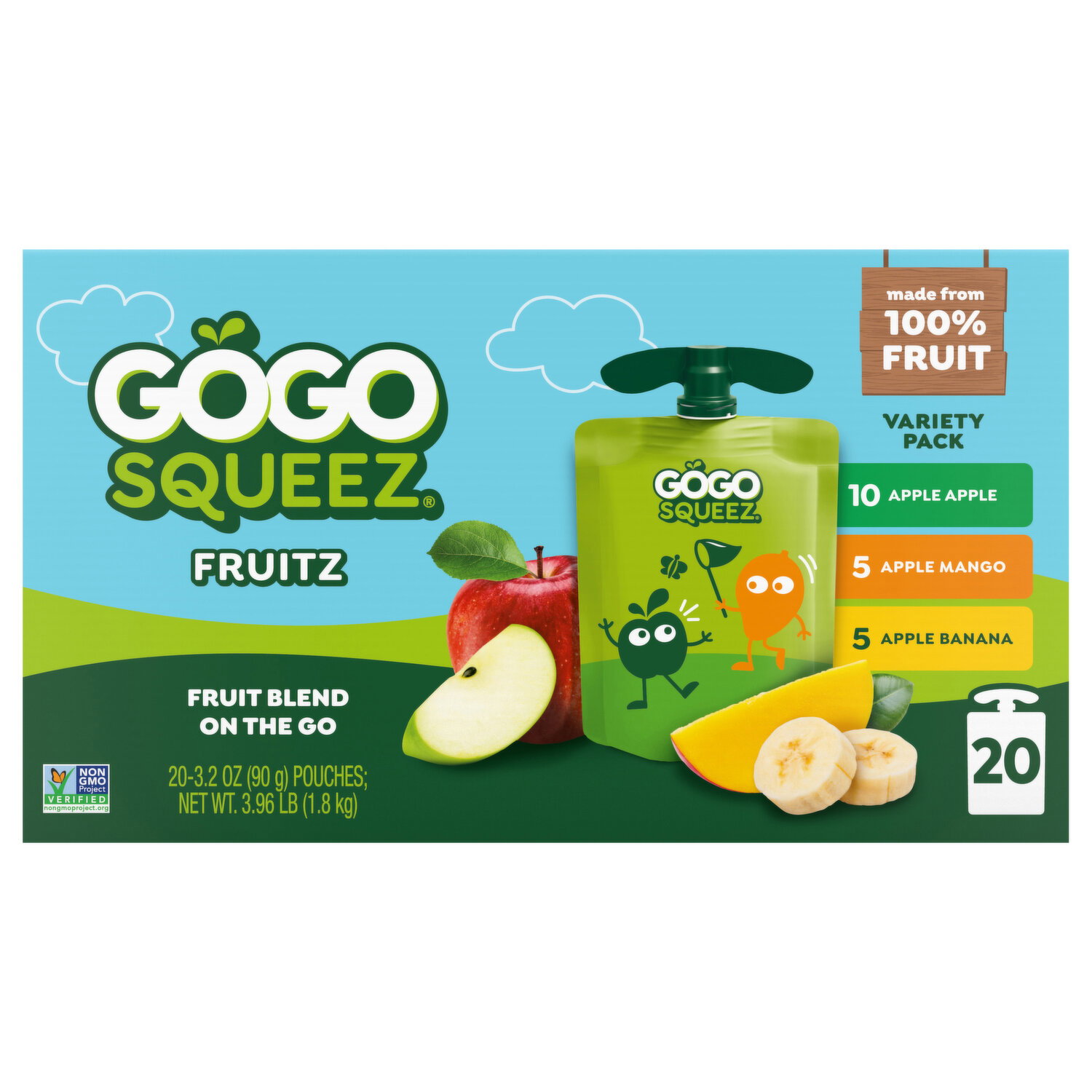 GoGo Squeez Apple Apple/Apple Peach/Gimme Five Fruitz Variety Pack
