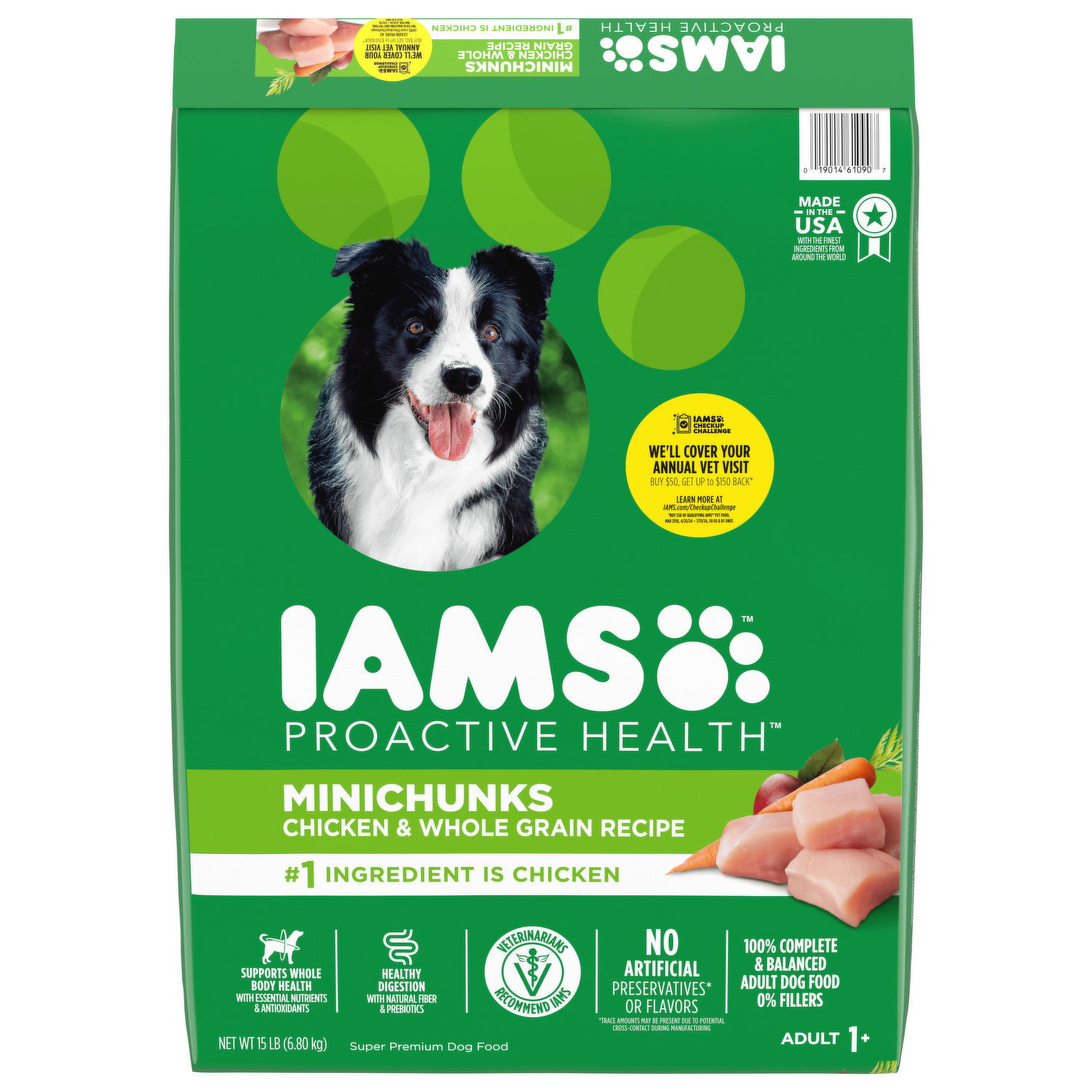 IAMS Dog Food Super Premium Chicken Whole Grain Recipe Minichunks Adult 1 Smart Final