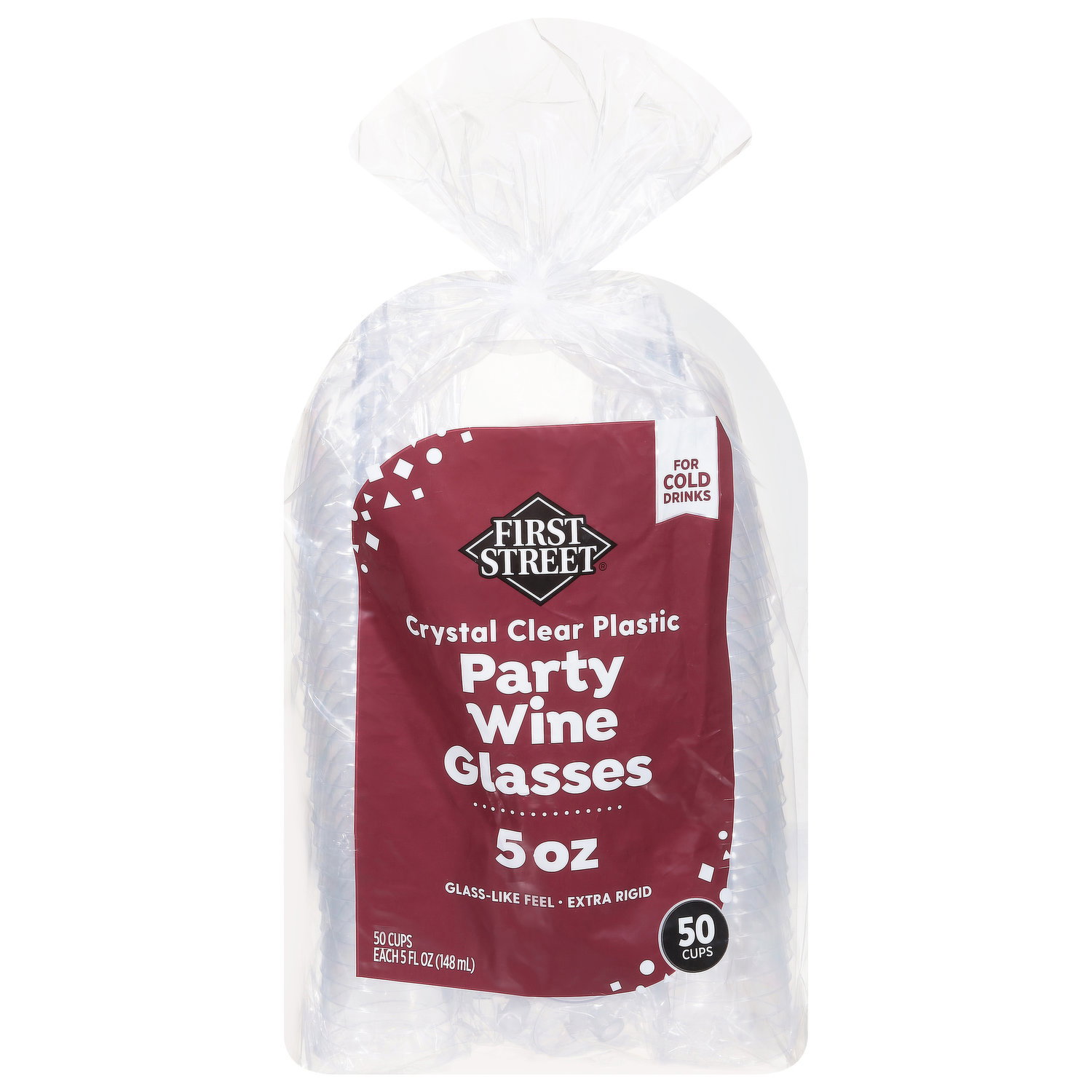First Street Party Wine Glasses, Plastic, Crystal Clear, 5 Ounce - Smart &  Final
