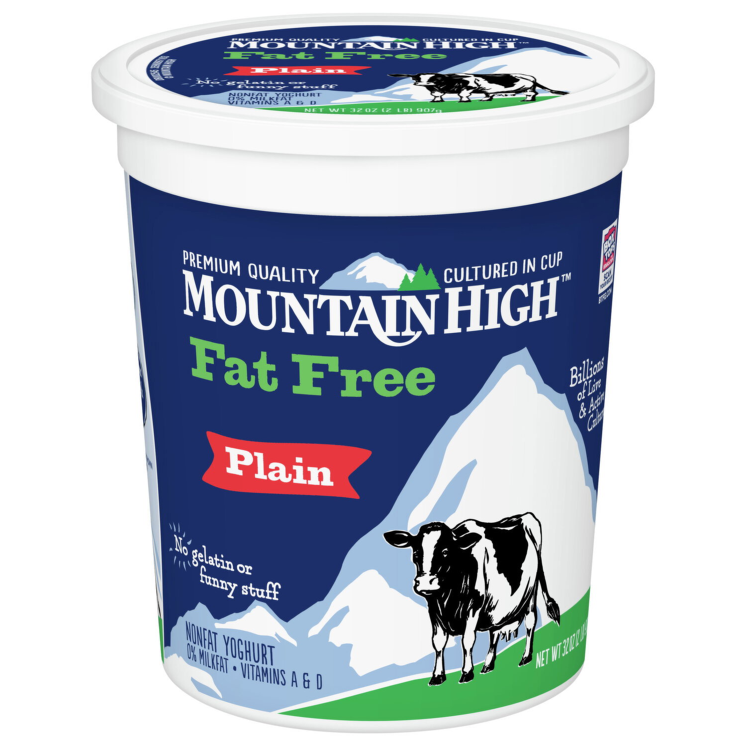 Mountain High Fat Free Plain Yoghurt