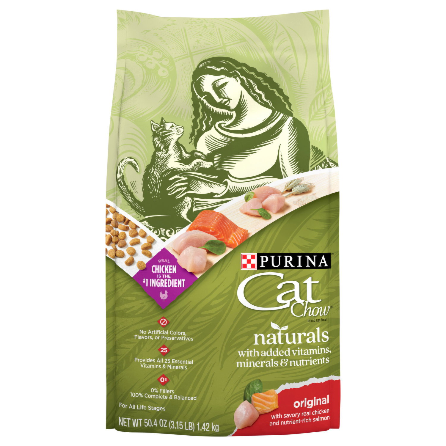 Cat Chow Cat Food, Naturals, Original, For All Life Stages - Smart
